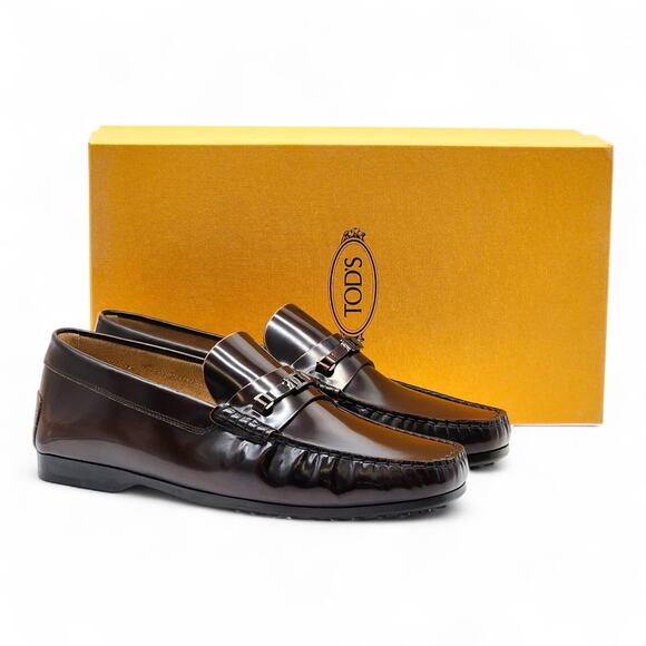 Tod’s City Gommino Leather Loafers Brown UK 7 US 8.5 EU 41.5 - New $695 - Picture 1 of 11